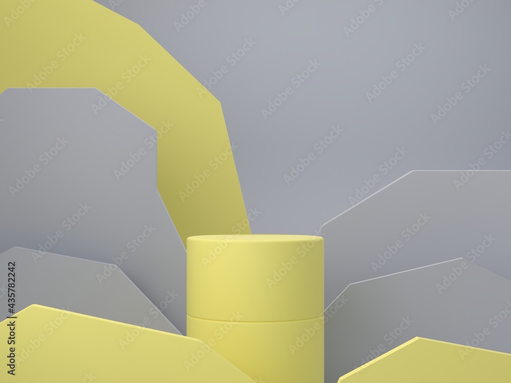 Poster minimal scene with podium and abstract background. geometric shapes. color of the year 2021. minimal