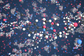 Trimethoxyamphetamine molecule made with balls, conceptual molecular model. Chemical 3d rendering