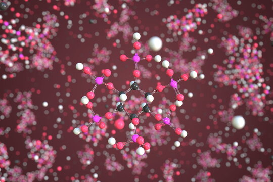 Phytic acid molecule, scientific molecular model, 3d rendering