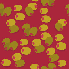 pattern with olives on red