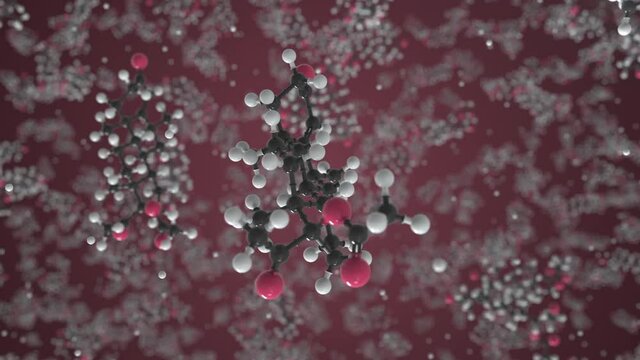 Medroxyprogesterone acetate molecule. Molecular model. Looping seamless 3d animation