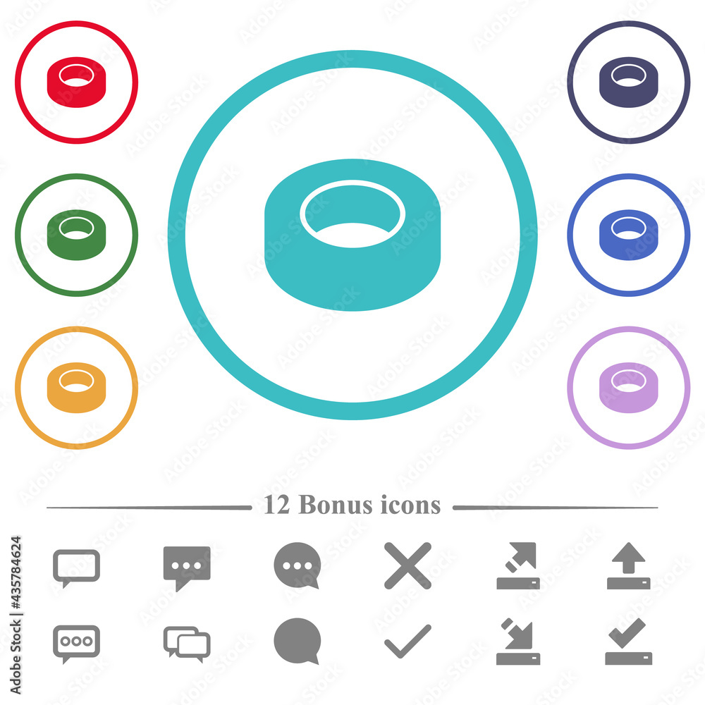 Poster insulating tape flat color icons in circle shape outlines