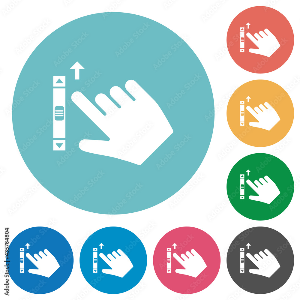 Poster right handed scroll up gesture flat round icons