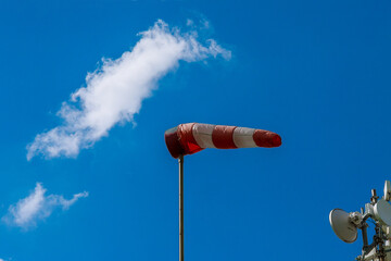 Windsock indicator of wind on runway airport