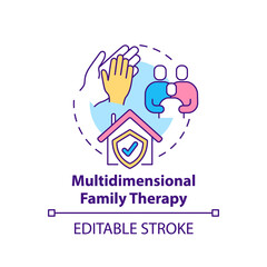 Multidimensional family therapy concept icon. Addiction treatment methods. Professional counseling. Health abstract idea thin line illustration. Vector isolated outline color drawing. Editable stroke