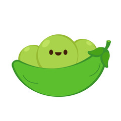 Green peas character design. Green peas vector on white background.