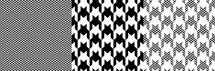 Black and white pied-de paul patterns. Fashion seamless patterns.