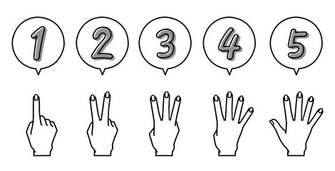 女性の手　アイコンセット　12345