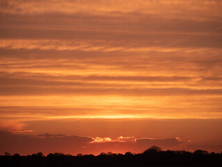 Golden sunset sky in Dutch landscape
