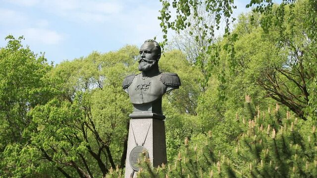 St. Petersburg, Russia, May 15, 2021
Monument to the weapons designer Sergei Ivanovich Mosin
