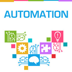 Automation Colorful Squares Symbols Circuit Elements 