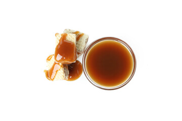 Wafer with caramel isolated on white background