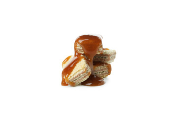 Wafer with caramel isolated on white background