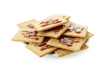 Cookies with caramel isolated on white background