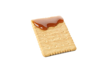 Cookie with caramel isolated on white background