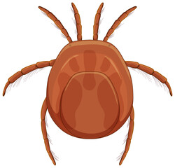 Tick blood parasite in cartoon style isolated on white background
