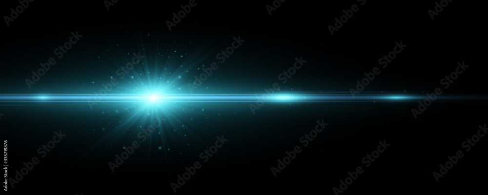 Poster stylish blue light effect isolated on a dark background. vector footage for your project. lens flare