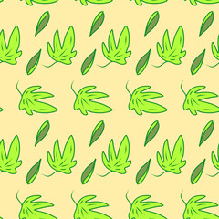 Vector seamless pattern plant leaf green. Background illustration, decorative design for fabric or paper. Ornament
