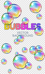 Abstract foam, soap, water bubbles, isolated on blue background