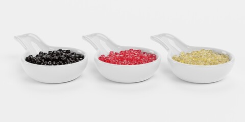Realistic 3D Render of Caviar Set