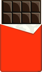 Wrapped chocolate bar. Drawing in flat design.