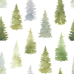 Fototapeta premium Fir Trees Seamless Pattern