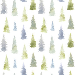 Obraz premium Fir Trees Seamless Pattern