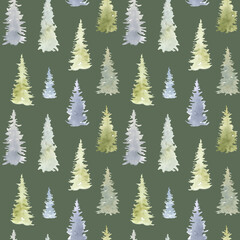 Obraz premium Fir Trees Seamless Pattern