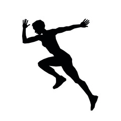 Fototapeta na wymiar digital silhouette man sports exercise running jumping