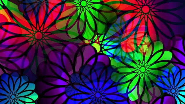 Psychedelic fluorescent flower motion graphics  