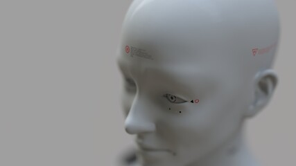 portraits of a female robot on a neutral background concept of robotics and artificial intelligence