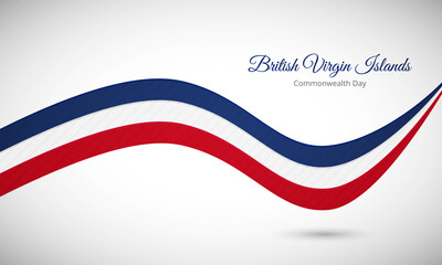 Happy commonwealth day of British Virgin Islands. Creative shiny wavy flag background with text typography.