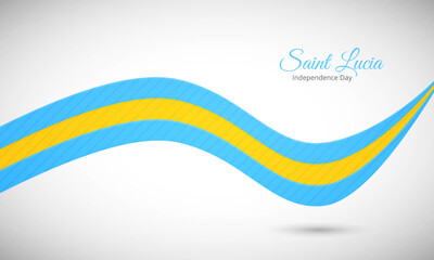 Obraz premium Happy independence day of Saint Lucia. Creative shiny wavy flag background with text typography.