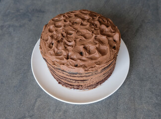 Homemade tasty pastry / Frosted Dark Chocolate  Cake / Good snacks for nibbling between meals, party, birthday and happy occasion