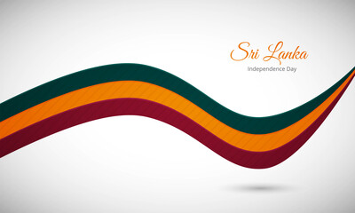 Happy independence day of Sri Lanka. Creative shiny wavy flag background with text typography.