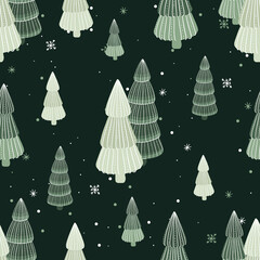 Christmas seamless pattern. Winter Xmas holidays. Vector design for paper, cover, fabric, interior decor.