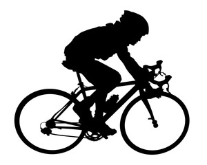 Young athlete on a bike for extreme stunts. Isolated silhouette on a white background