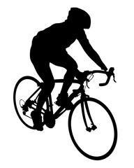 Young athlete on a bike for extreme stunts. Isolated silhouette on a white background