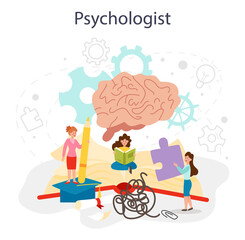 Psychology concept. People's mental and emotional health studying.