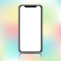 New realistic mobile phone smartphone mockup with blank screen isolated on blurred colored background. Vector