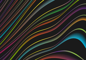 Colorful smooth curved liquid waves abstract glowing background. Vector design