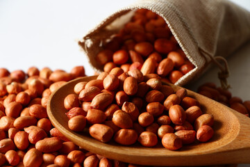 peanuts isolated on white background healthy concept close up