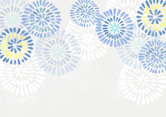 夏,花火の水彩背景