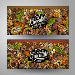 Cartoon cute colorful vector doodles Chocolate banners