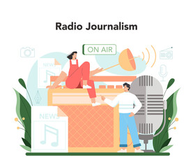 Journalist concept. Idea of news broadcast in the studio. Radio host
