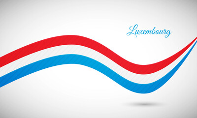 Happy national day of Luxembourg. Creative shiny wavy flag background with text typography.