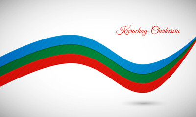 Happy national day of Karachay-Cherkessia. Creative shiny wavy flag background with text typography.