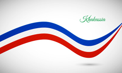 Happy national day of Khakassia. Creative shiny wavy flag background with text typography.