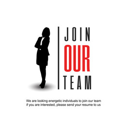 Join our team with businesswoman silhouette
