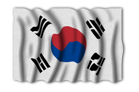 South Korea 3D rendering flag of the world to study